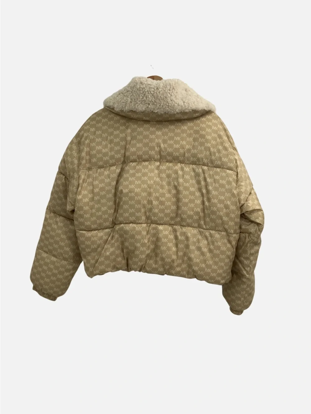 Firm PRICE. Michael Kors Beige Logo-Print Sherpa Collar Puffer Jacket